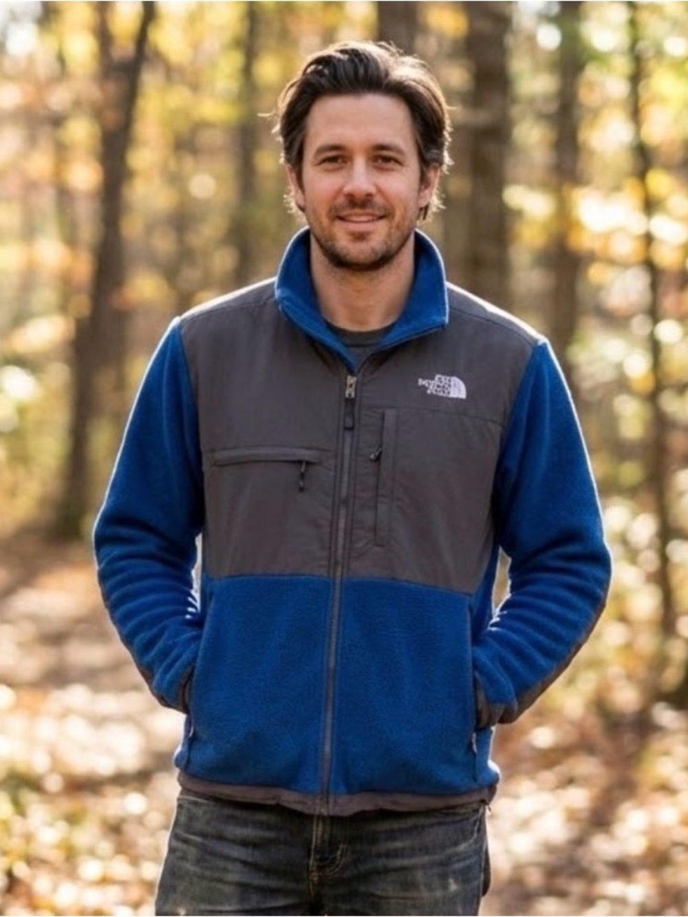 The North Face Men's Denali Blue and Gray Full-Zip Fleece Jacket